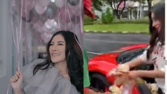 Viral Bagi-Bagi Nasi Pakai Mobil Ferrari, Ini Dia  Sosok Shandy Purnamasari Crazy Rich Pemilik Bisnis Kecantikan