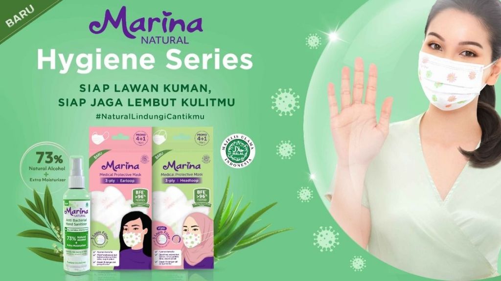 Marina Perkenalkan Masker dan Hand Sanitizer Hygine, Cegah Kulit dari Iritasi