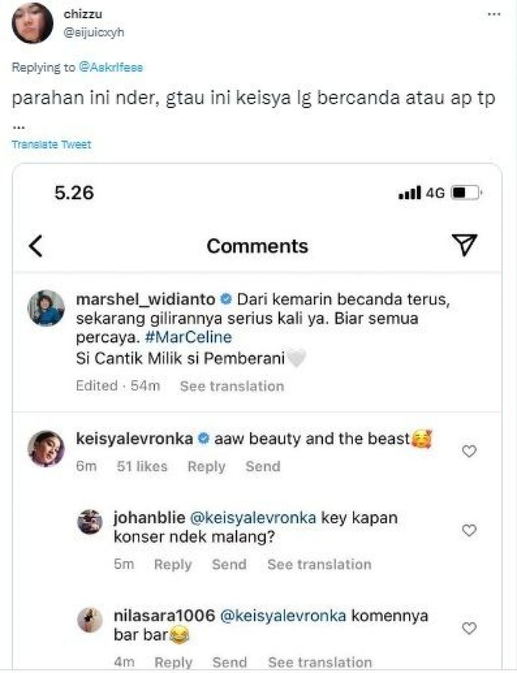 Sebut Marshel Widianto Begini, Keisya Levronka Langsung Panen Kritikan ...