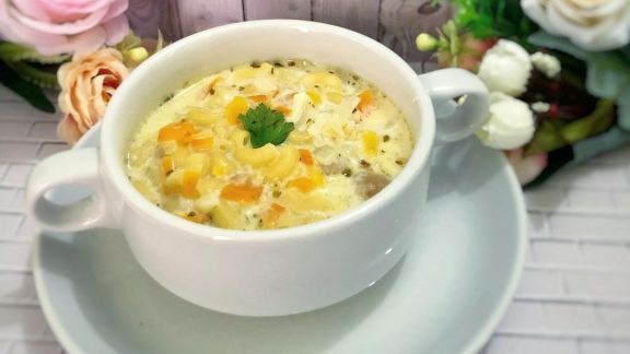 Resep Cream Soup Ayam Macaroni, Creamy, Gurih, Boleh Disajikan untuk Anak Setahun Moms