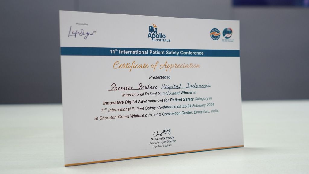 RS Premier Bintaro Sikat Penghargaan Inovasi Digital di International Patient Safety Conference ke-11, Simak Yuk Prestasinya!